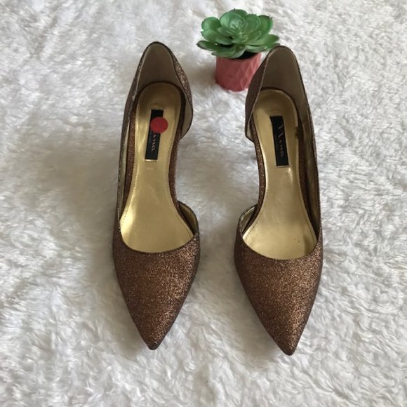 Nina d'Orsay Bronze Glitter Pointed Toe Heels GUC - Picture 3 of 7